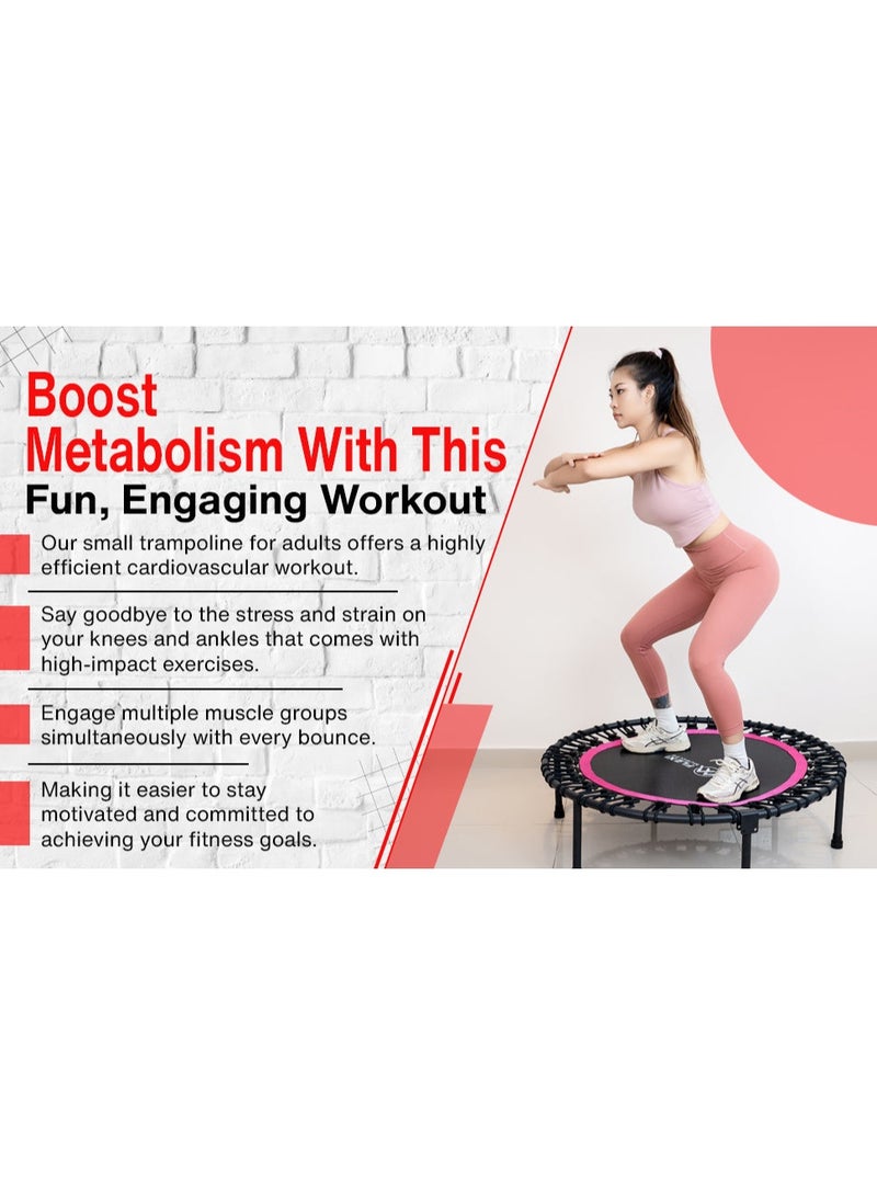 العضلات المرنة ترامبولين لياقة صغير 40 بوصة للبالغين مع حبال بنجي وبار أمان – يتحمّل وزن حتى 150 كجم – مثالي للتمارين في المنزل أو الصالات الداخلية والخارجية - Image 4