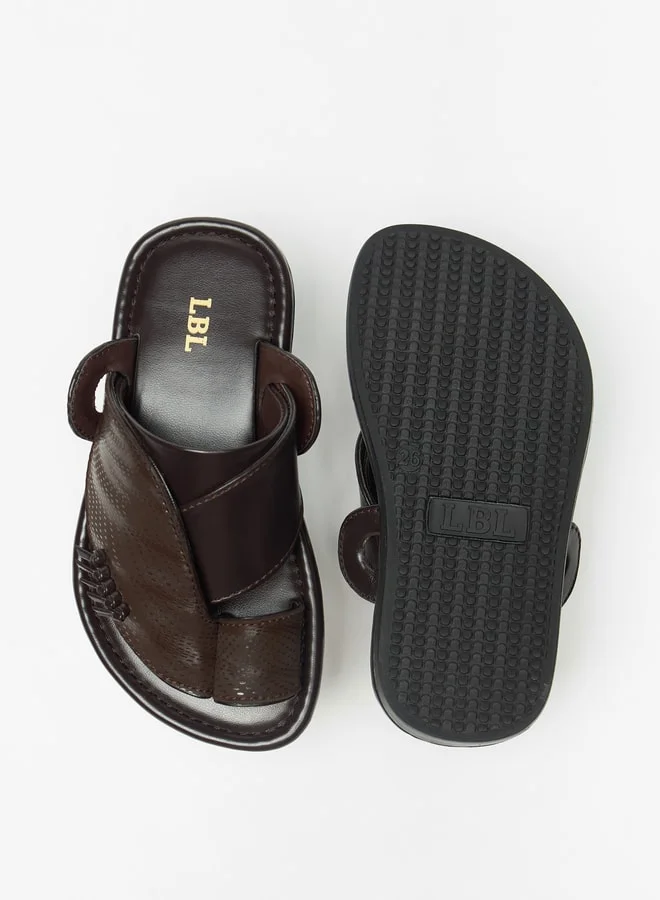 LBL by Shoexpress Boys Textured Slip-On Arabic Sandals with Toe Loop Closure