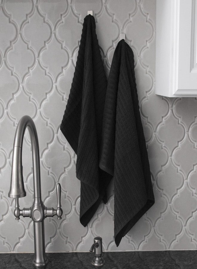 Ritz Royale Collection 100% Combed Terry Cotton, Highly Absorbent, Oversized Kitchen Towel Set, 28" x 18", 2-Pack, Solid, Black - Image 5