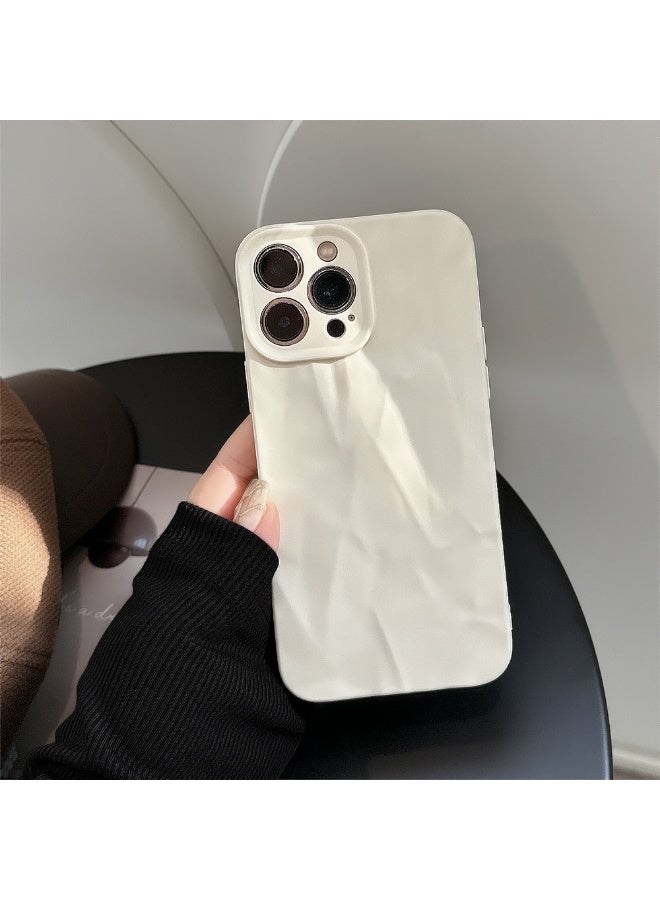 NIBEMINENT Texture Wrinkles Protective TPU Case Cover For iPhone 16, Off White