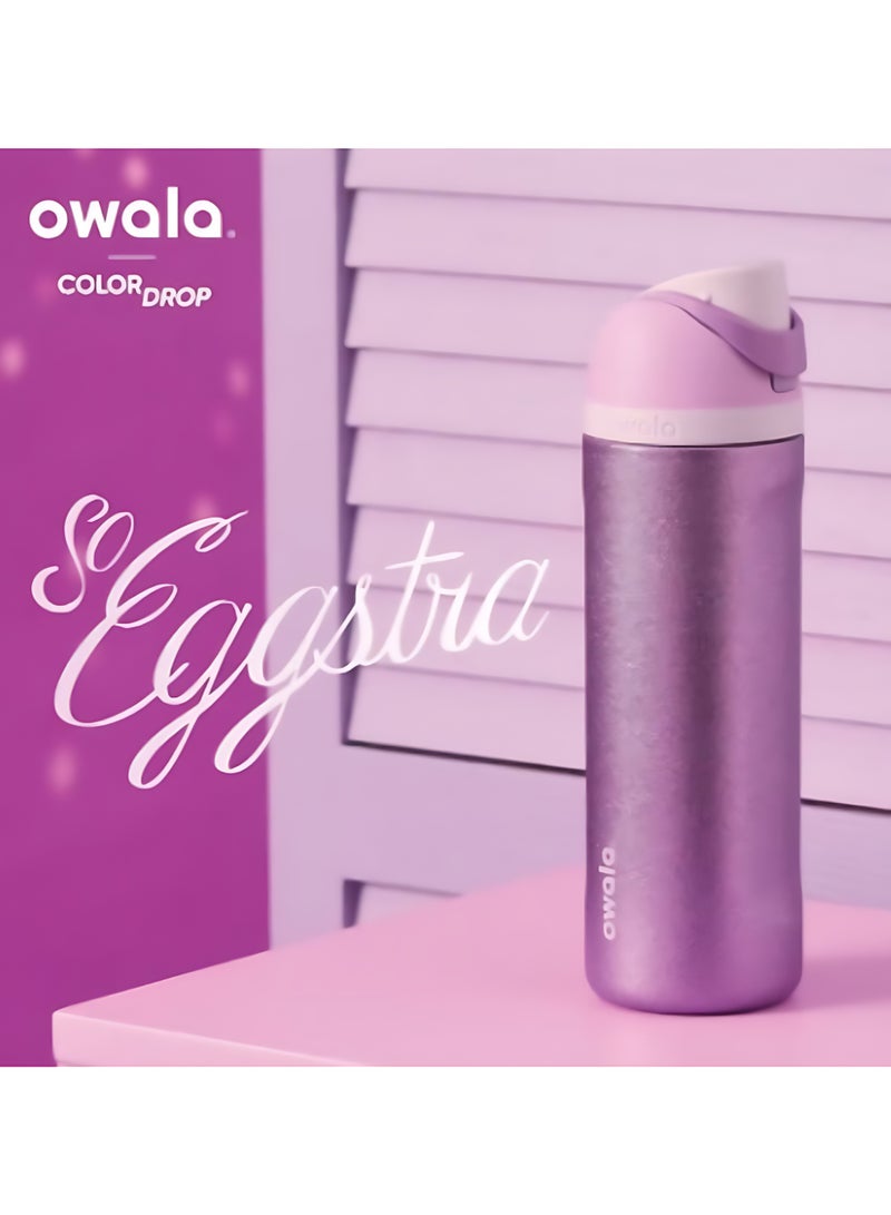 Owala Owala FreeSip Double Insulated Stainless Steel Water Bottle | With Straw | BPA-Free | Sports Water Bottle | 1-Pack | 24 oz (So Eggstra)  - Image 1