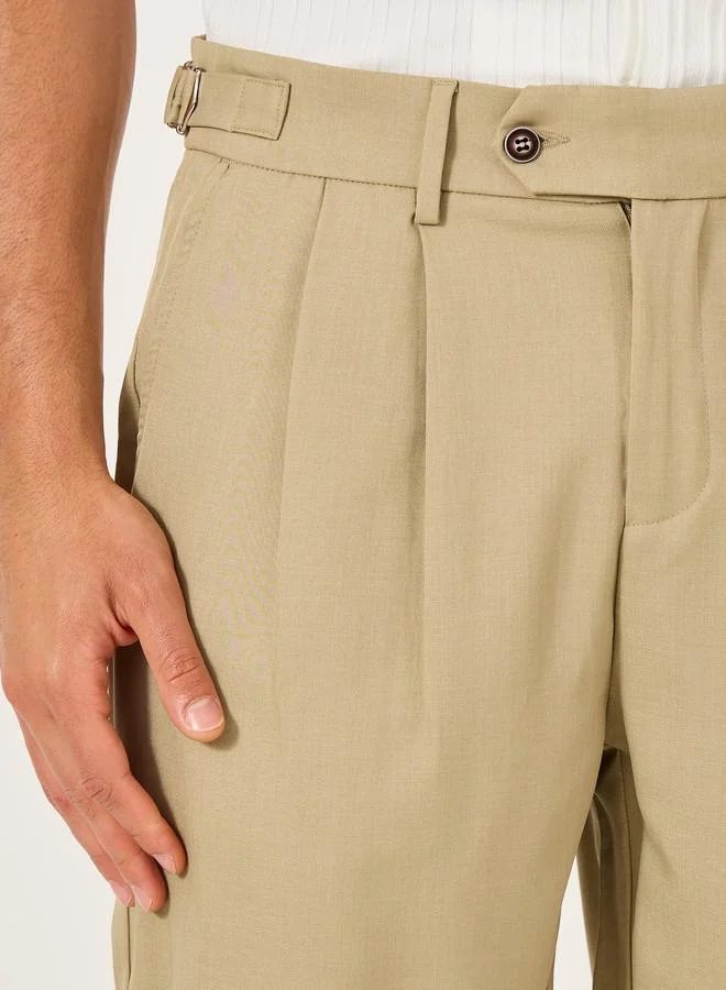 Take Two Take Two Solid Pleated Roll Up Hem Shorts