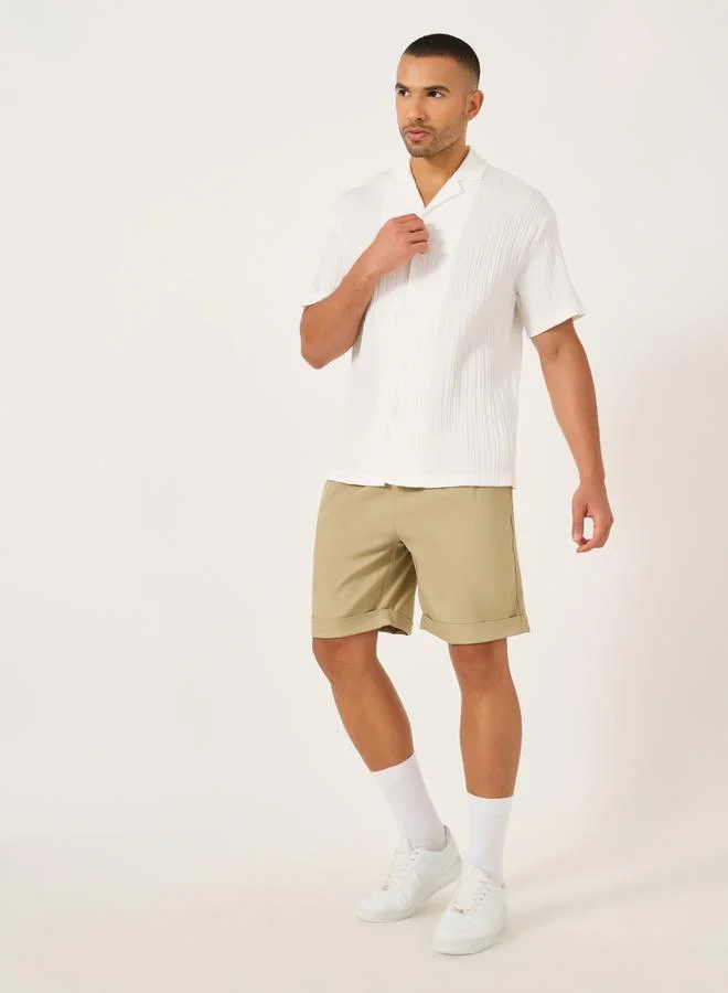 Take Two Take Two Solid Pleated Roll Up Hem Shorts