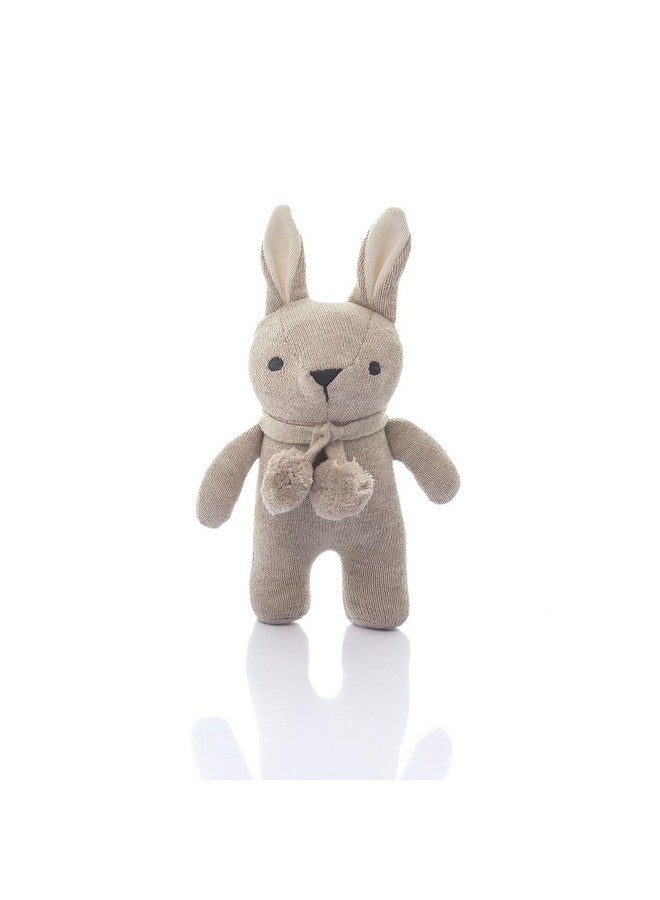 Pluchi Toto Bear Cotton Knitted Stuffed Soft Rattle Toys (20cm X 12cm) (Beige Melange) - Image 1