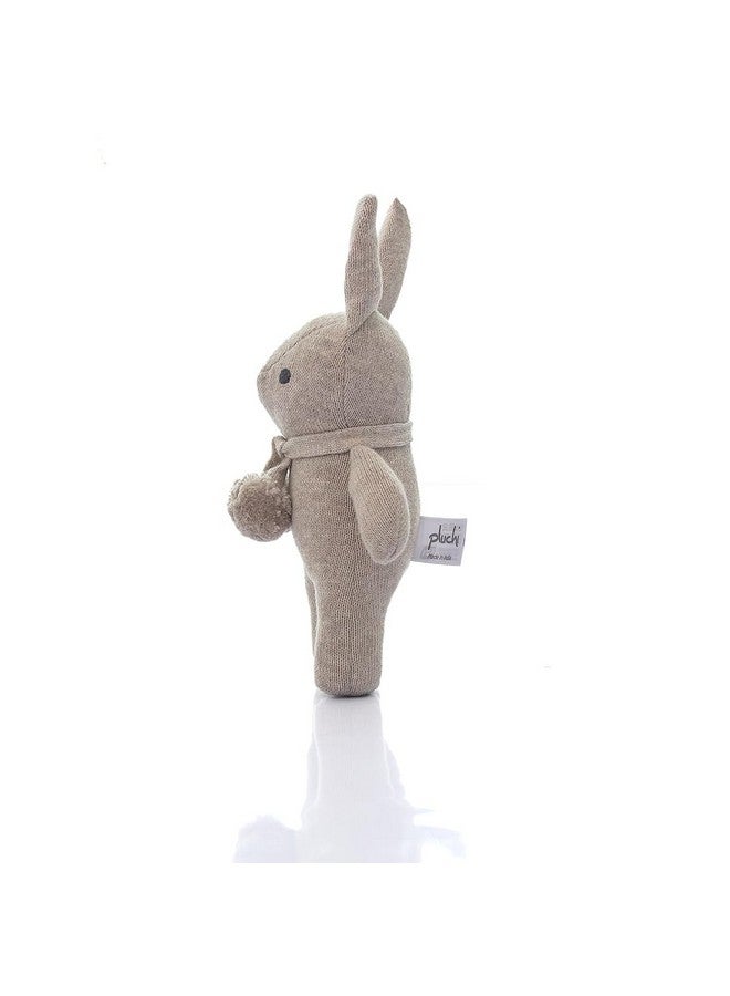 Pluchi Toto Bear Cotton Knitted Stuffed Soft Rattle Toys (20cm X 12cm) (Beige Melange) - Image 2