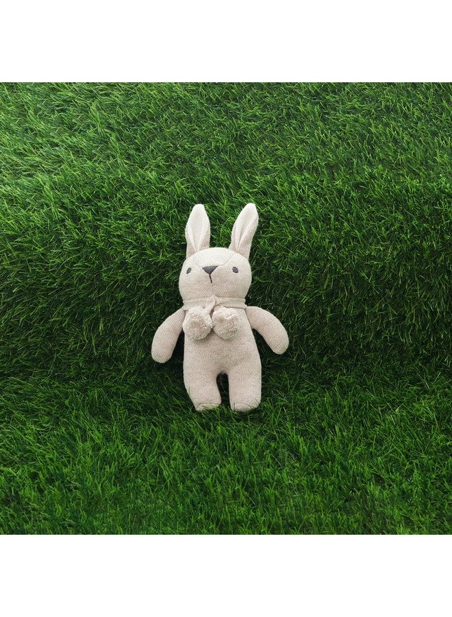 Pluchi Toto Bear Cotton Knitted Stuffed Soft Rattle Toys (20cm X 12cm) (Beige Melange) - Image 3