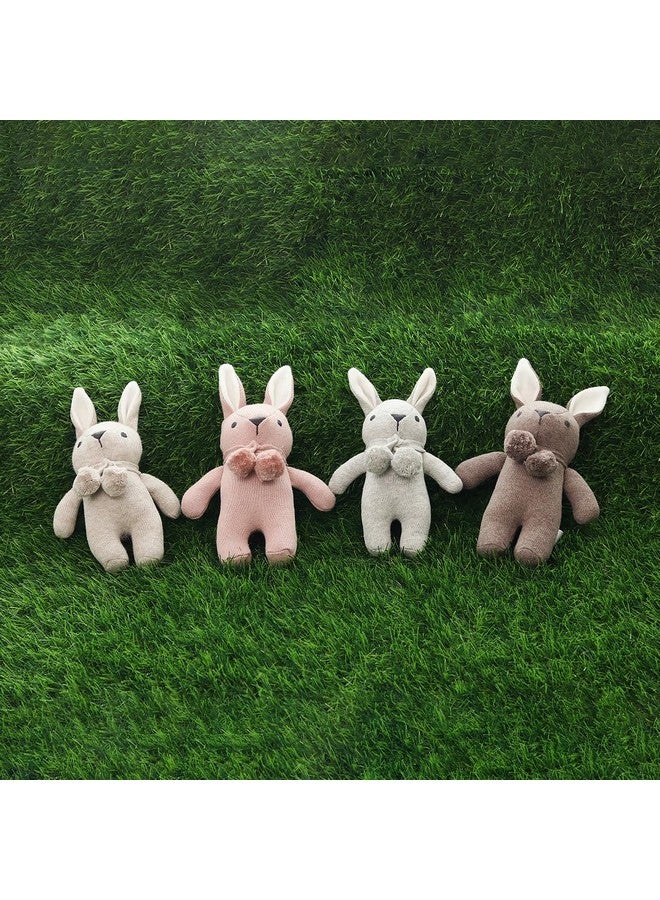 Pluchi Toto Bear Cotton Knitted Stuffed Soft Rattle Toys (20cm X 12cm) (Beige Melange) - Image 4