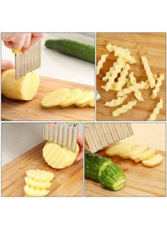 Generic Crinkle Cutter Cutting Tool French Fry Slicer Potato Cutter Fruit Vegetable Wavy Chopper Knife Stainless Steel Random Color 1pcs  - Image 3
