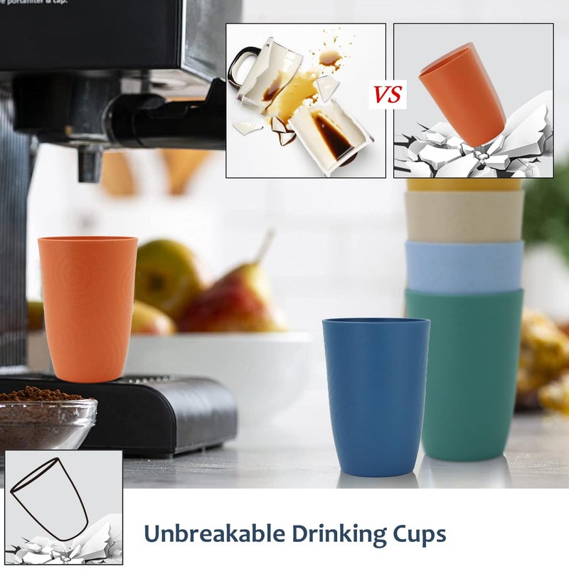 Homienly Wheat Straw Cups Set Unbreakable Drinking Glasses & Reusable Plastic Cups Alternative Microwave Dishwasher Safe Tumblers 16 oz Cups for Kitchen, Kids, Water, Coffee, Juice, Set of 6 (Multi) - Image 5