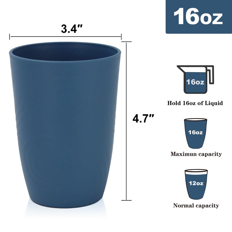 Homienly Wheat Straw Cups Set Unbreakable Drinking Glasses & Reusable Plastic Cups Alternative Microwave Dishwasher Safe Tumblers 16 oz Cups for Kitchen, Kids, Water, Coffee, Juice, Set of 6 (Multi) - Image 2
