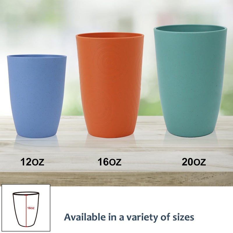 Homienly Wheat Straw Cups Set Unbreakable Drinking Glasses & Reusable Plastic Cups Alternative Microwave Dishwasher Safe Tumblers 16 oz Cups for Kitchen, Kids, Water, Coffee, Juice, Set of 6 (Multi) - Image 4