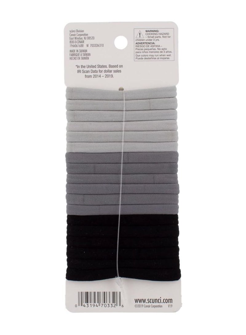 Scunci No Damage Hair Ties Elastic Ponytail 18 Pcs Gray Shades Soft - Image 2