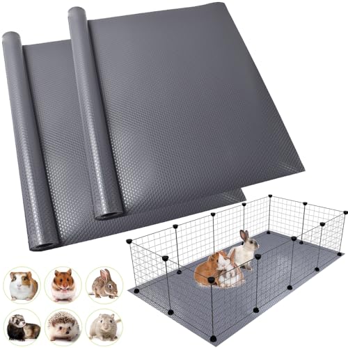 TCYPUHL Washable Guinea Pig Bedding Cage Liner Waterproof Rabbit Bedding, Easily Cut to Suit Cage and Reusable Pads for Guinea Pigs, Rabbits, Hamsters, Gerbils, and Chinchillas,18"×79", 2pcs, Grey Mat - Image 1