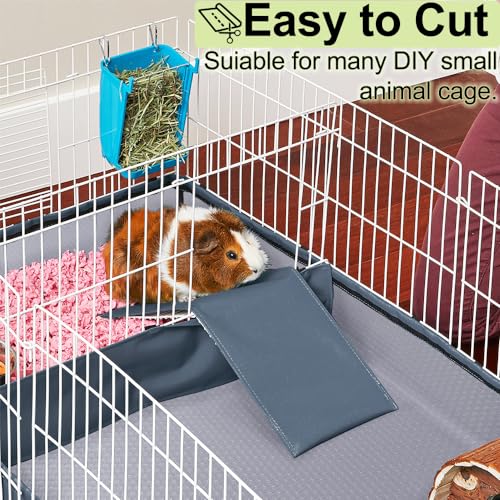 TCYPUHL Washable Guinea Pig Bedding Cage Liner Waterproof Rabbit Bedding, Easily Cut to Suit Cage and Reusable Pads for Guinea Pigs, Rabbits, Hamsters, Gerbils, and Chinchillas,18"×79", 2pcs, Grey Mat - Image 4
