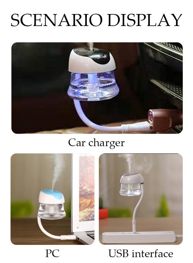 DUNISO Mini Car Air Humidifier Portable Diffuser Humidifier USB Aromatherapy Diffuser with RGB Light Flexible Connecting Tube Smart Car Air Fresheners for Car Home Office Bedroom - Image 3