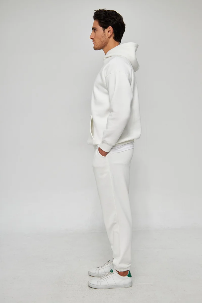 MRS Clothing Men's Smoke Unisex Plain Hooded Collar Cotton Pocket Detailed Sweatshirt