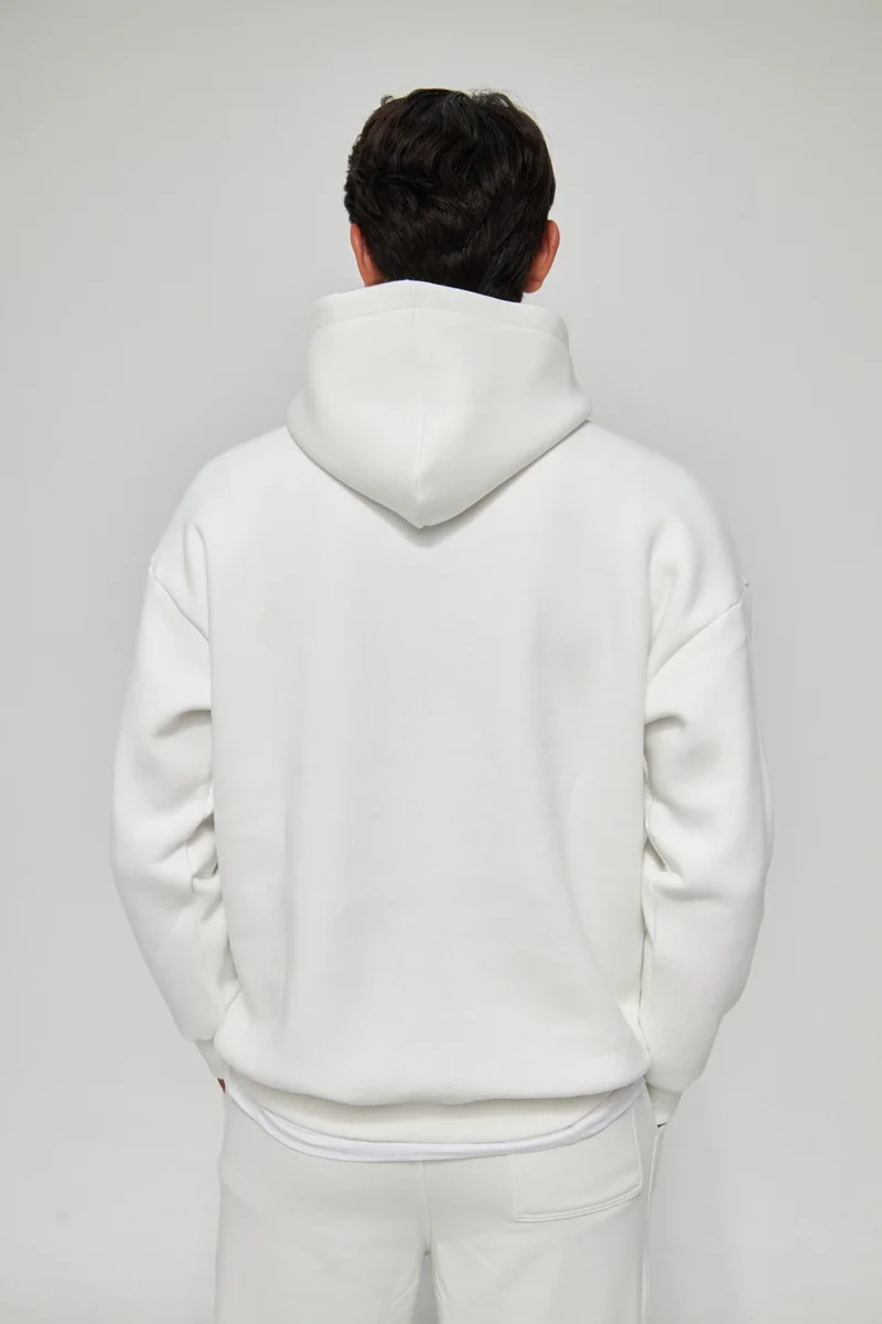 MRS Clothing Men's Smoke Unisex Plain Hooded Collar Cotton Pocket Detailed Sweatshirt