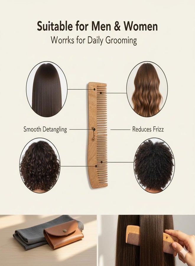 Organic B Handcrafted Neem Wave Comb - Natural Wooden Combs - Ergonomic Grip, Eco-Friendly, Durable & Lightweight, Rosemary Infused, Suitable for All Hair Types - Image 3