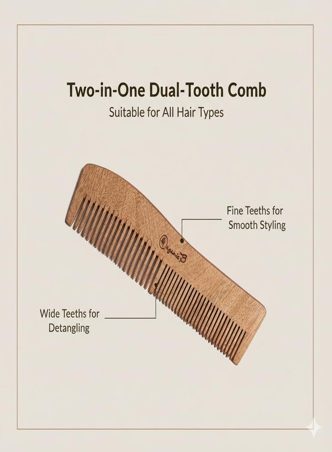 Organic B Handcrafted Neem Wave Comb - Natural Wooden Combs - Ergonomic Grip, Eco-Friendly, Durable & Lightweight, Rosemary Infused, Suitable for All Hair Types - Image 2