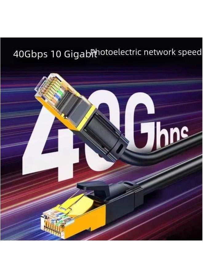 Flat Eight-class Finished Network Cable Pure Copper Double Shielded For Home Use High-speed Gigabit Network-Color:Class 8 10 Trillion White * Round Wire Shield-Line Length:15 M - Image 3
