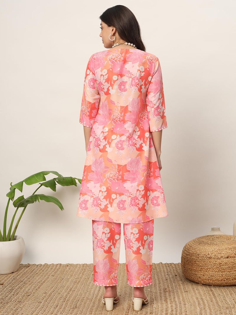 FIORRA Women's Cotton Blend A-Line Kurta Pant Set - Image 2