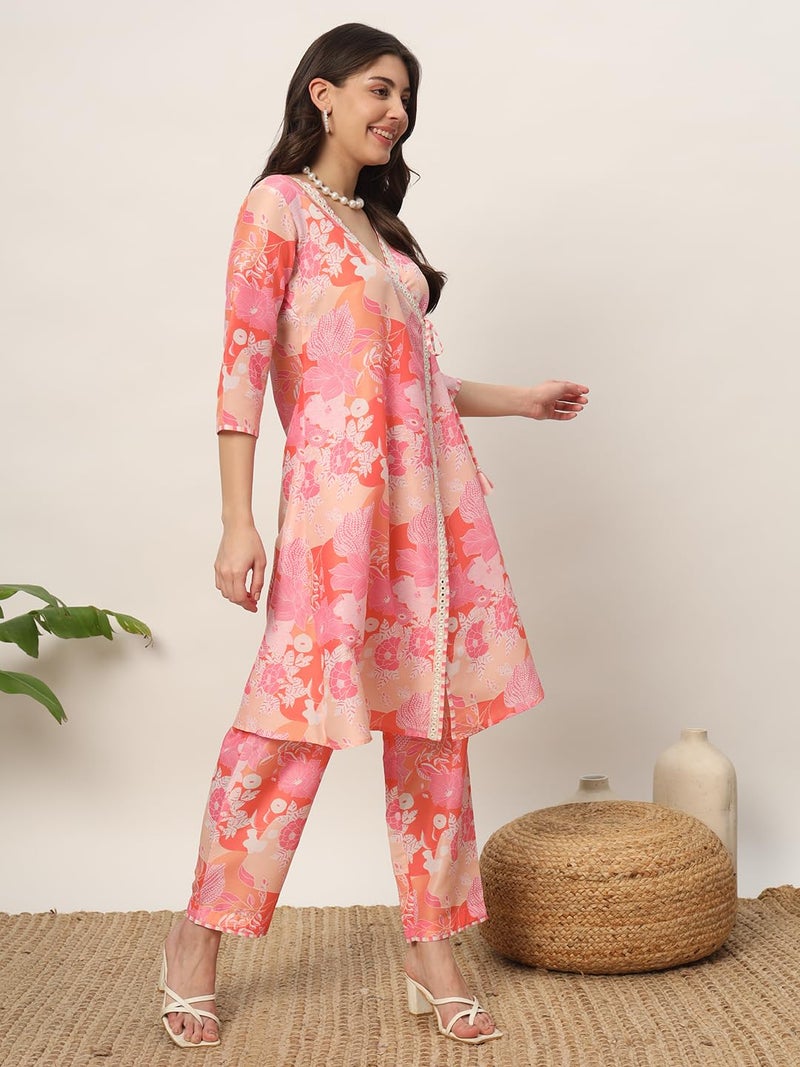 FIORRA Women's Cotton Blend A-Line Kurta Pant Set - Image 3