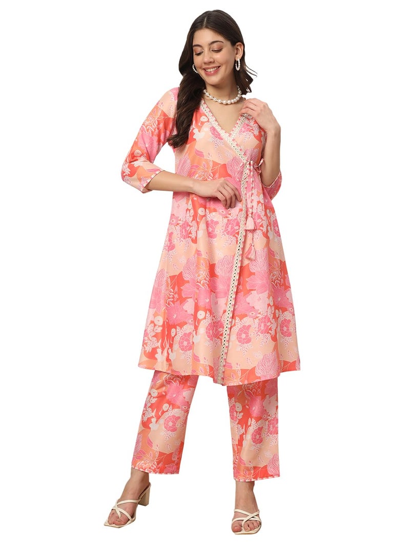 FIORRA Women's Cotton Blend A-Line Kurta Pant Set - Image 1