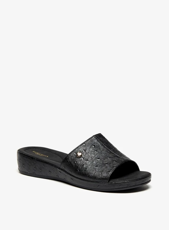 Flora Bella By Shoexpress Womens Textured Slip-On Flatform Sandals