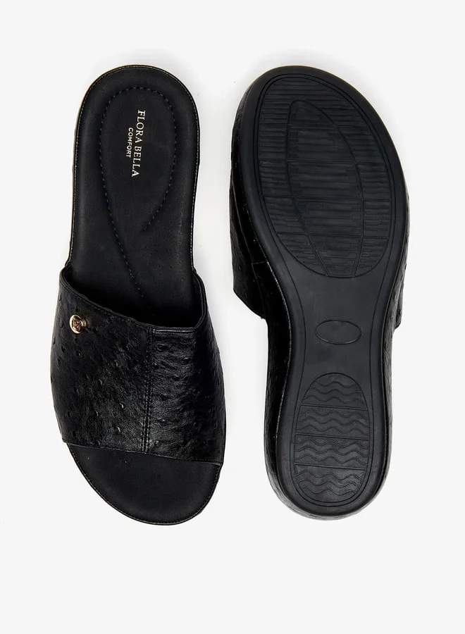 Flora Bella By Shoexpress Womens Textured Slip-On Flatform Sandals
