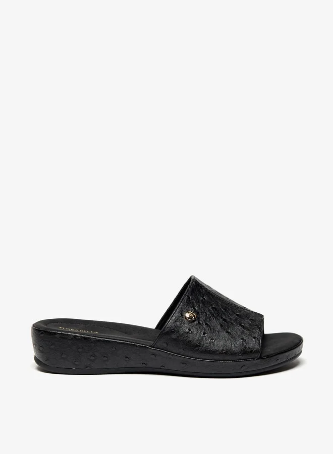 Flora Bella By Shoexpress Womens Textured Slip-On Flatform Sandals