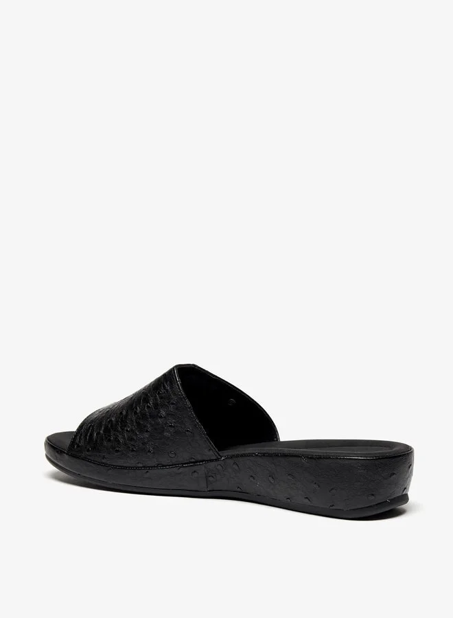 Flora Bella By Shoexpress Womens Textured Slip-On Flatform Sandals