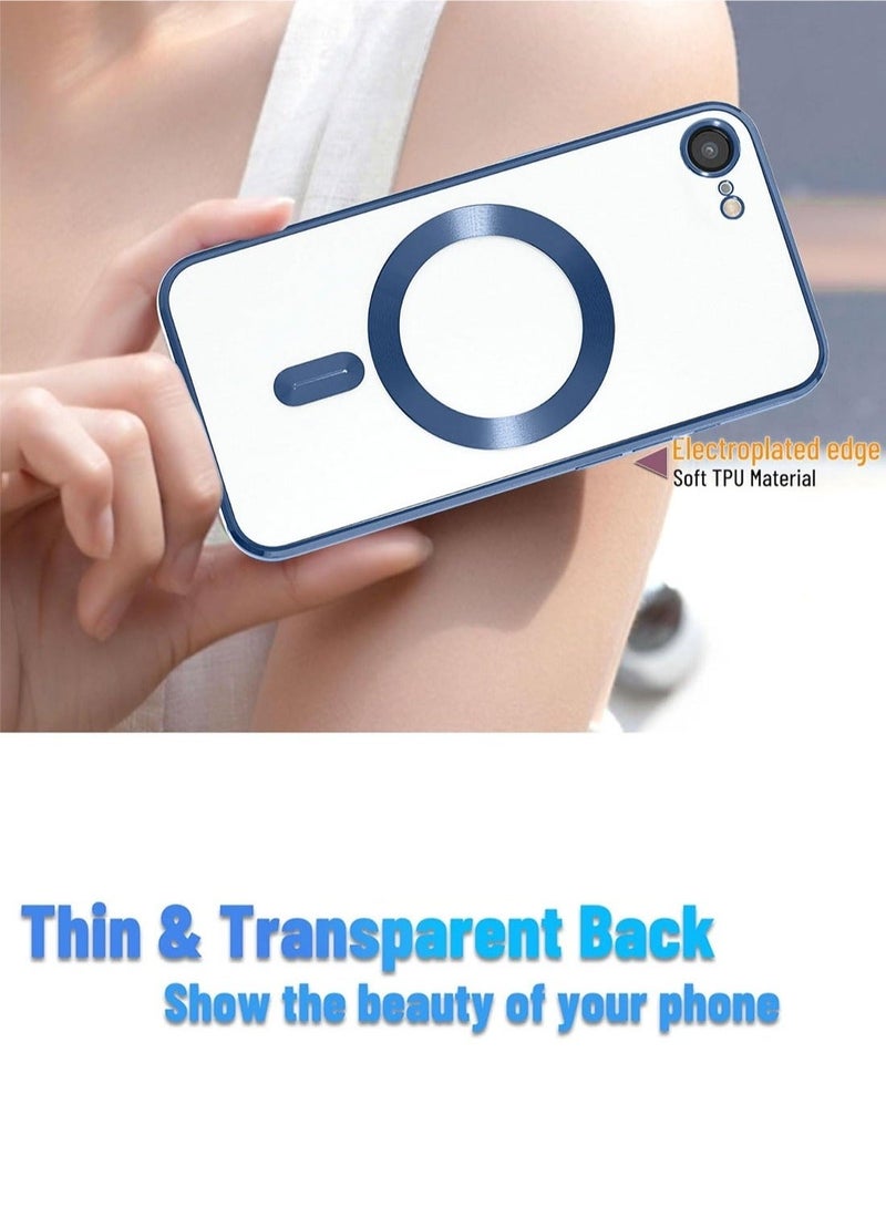 راكسوم جراب شفاف من البولي يوريثان متوافق مع MagSafe لهاتف Apple iPhone 16e 5G 2025 - طلاء فاخر، حواف مرتفعة لحماية الكاميرا، غطاء شفاف مقاوم للصدمات بتصميم نحيف وفتحات دقيقة - لون أزرق داكن - Image 2