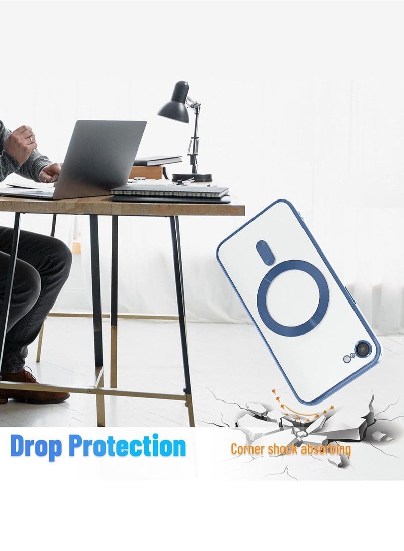 راكسوم جراب شفاف من البولي يوريثان متوافق مع MagSafe لهاتف Apple iPhone 16e 5G 2025 - طلاء فاخر، حواف مرتفعة لحماية الكاميرا، غطاء شفاف مقاوم للصدمات بتصميم نحيف وفتحات دقيقة - لون أزرق داكن - Image 5