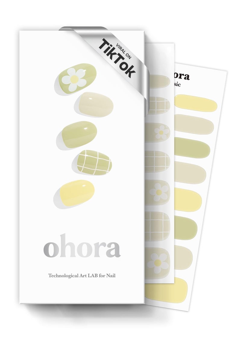 ohora Semi Cured Gel Nail Strips (N Olivia) - Green, Patterned, St Patrick's Day Nails, Works with Any UV/LED Lamps, Salon-Quality, Long Lasting, Easy to Apply & Remove - Image 1