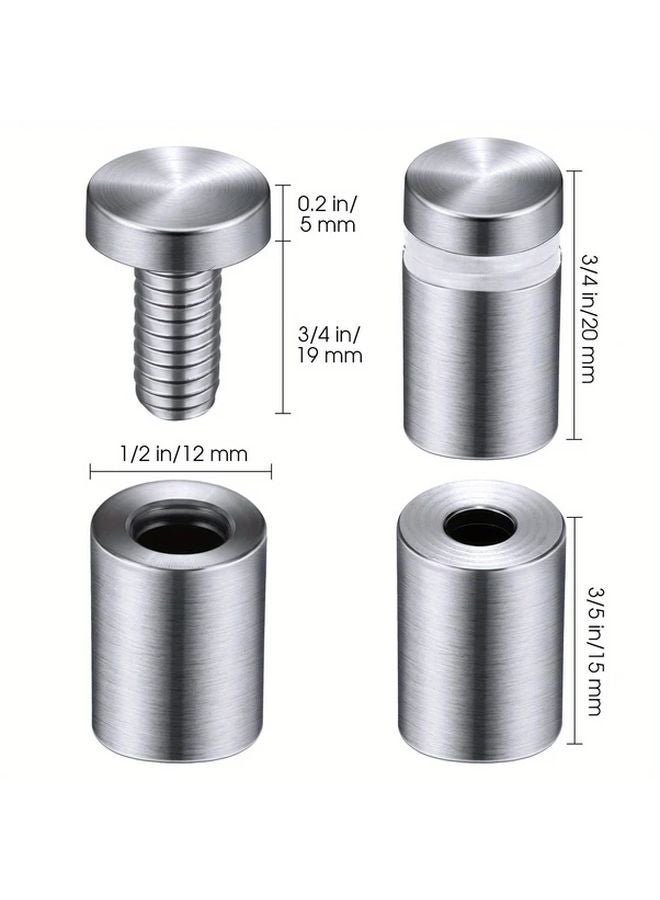 32pcs Stainless Steel Sign Standoff Screws 1 2 x 3 4 Round Wall Mounts for Glass Acrylic - Image 4