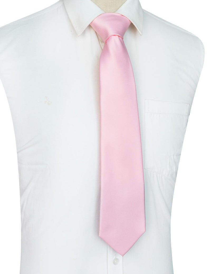 JEMYGINS Blush Pink Tie Mens Silk Necktie for Business and Wedding(60) - Image 3