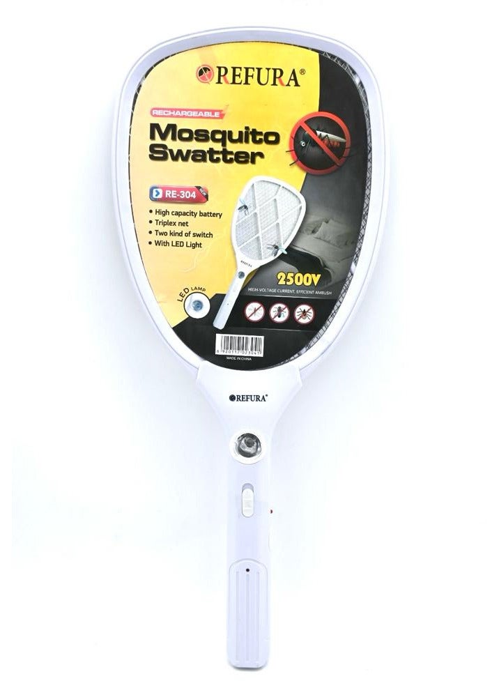 REFURA Rechargeable Mosquito Swatter with LED Light 2500V White RE-304  - Image 2