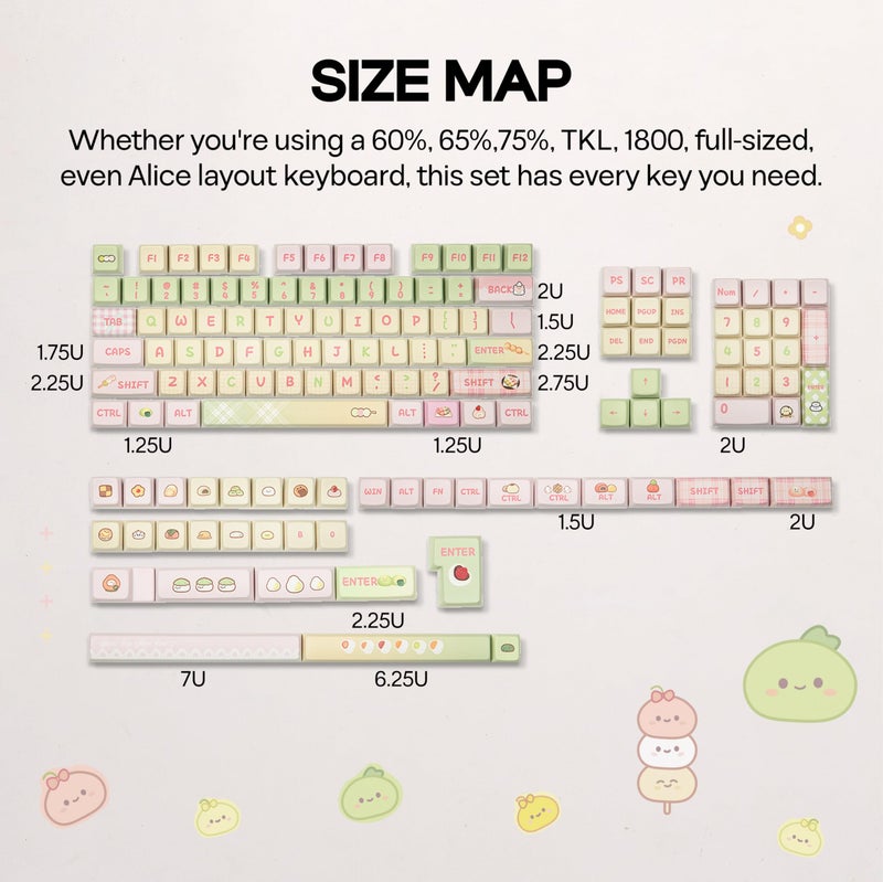 KiiBOOM x Ydmochi Sweet Dango Dream Keycap Set, 142 Keys MDA Profile PBT Keycaps for Mechanical Keyboard, Compatible with ANSI/ISO, 60%, 65%, 75%, TKL, Full-Sized Layout - Image 3
