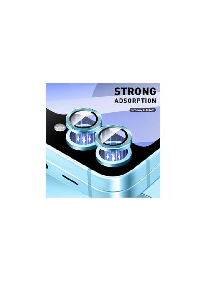 PROMASS Z Flip 6 2 Pcs Camera Lens Protector With 9H Tempered HD Glass Camera Cover Anti Scratch Aluminum Alloy Camera Ring (Blue) - Image 3
