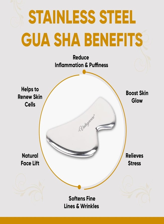 Vintageware® Medical Grade 304 Stainless Steel Gua Sha Guasha Massage Soft Tissue Therapy Used for Back, Legs, Arms, Neck,Shoulder Face (B Shape) - Image 2