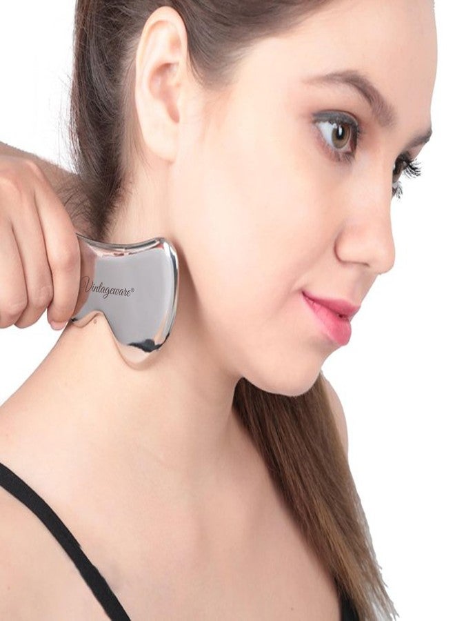 Vintageware® Medical Grade 304 Stainless Steel Gua Sha Guasha Massage Soft Tissue Therapy Used for Back, Legs, Arms, Neck,Shoulder Face (B Shape) - Image 3