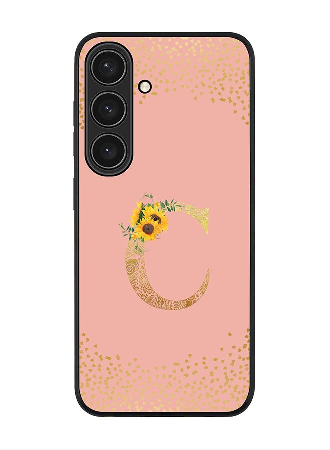 Stylizedd For Samsung Galaxy S25 5G Case,Slim fit Camera Protection, Shockproof Thin Phone cover  - Custom Floral Monogram - C  (Rose Pink ) - Image 1