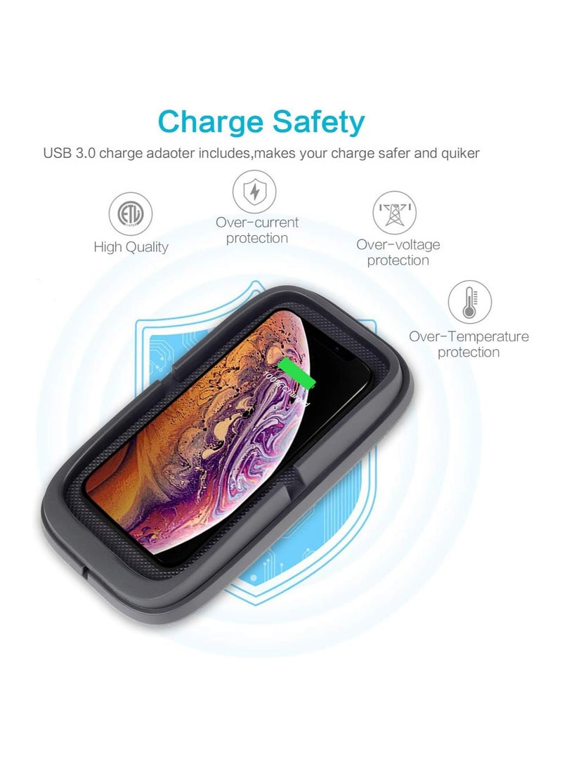 SOLARAE 15W Wireless Car Charger Pad, Non-Slip Cordless Charger for iPhone 15/14/13/12 Series & Galaxy S23/22/21/10/9/8 (Includes QC 3.0 USB Adapter) - Image 2