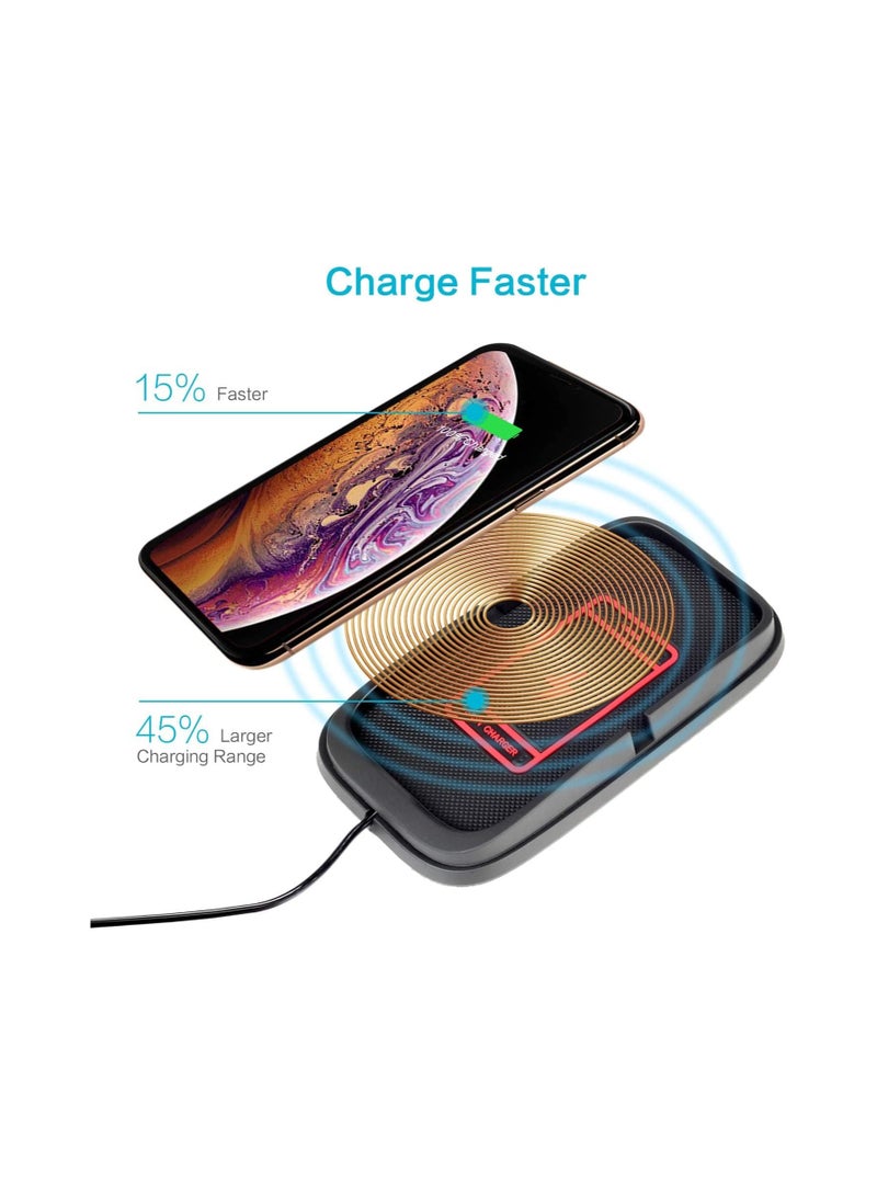 SOLARAE 15W Wireless Car Charger Pad, Non-Slip Cordless Charger for iPhone 15/14/13/12 Series & Galaxy S23/22/21/10/9/8 (Includes QC 3.0 USB Adapter) - Image 3