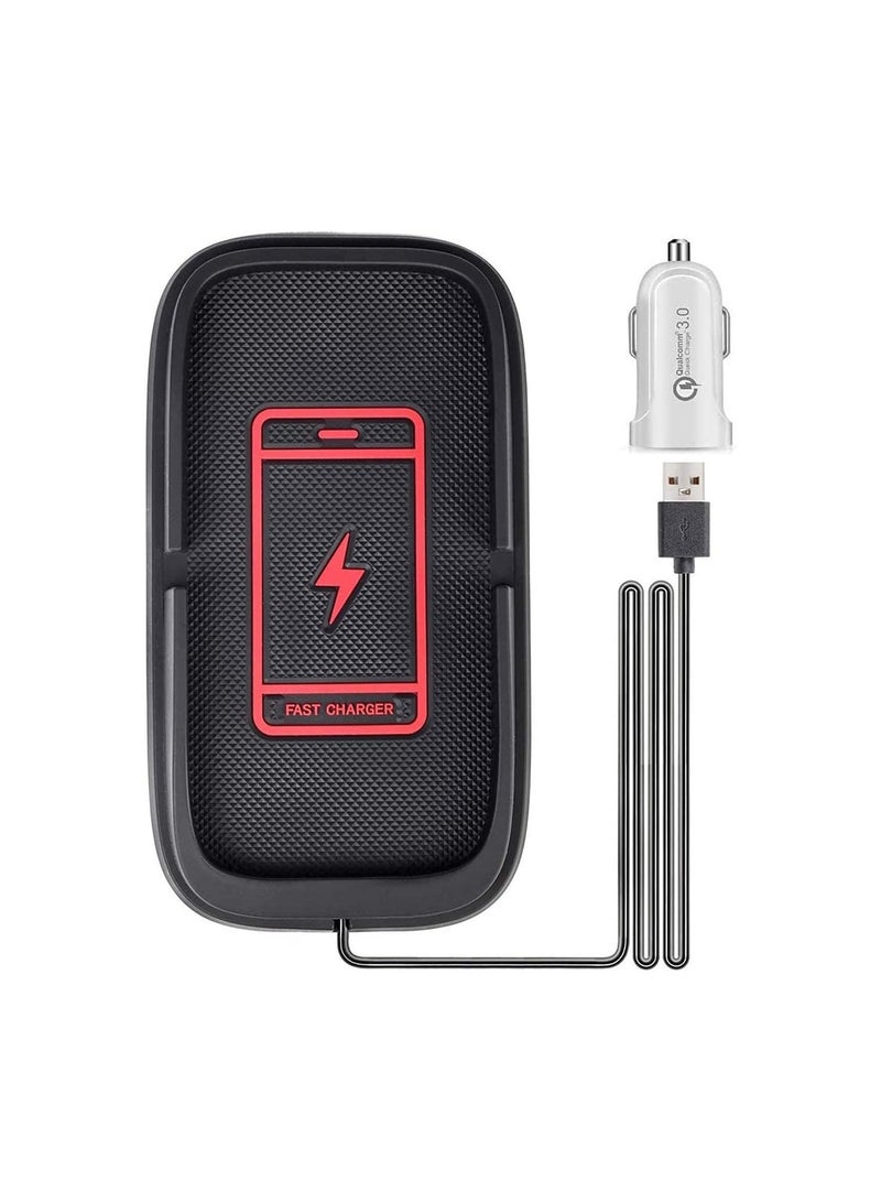 SOLARAE 15W Wireless Car Charger Pad, Non-Slip Cordless Charger for iPhone 15/14/13/12 Series & Galaxy S23/22/21/10/9/8 (Includes QC 3.0 USB Adapter) - Image 1