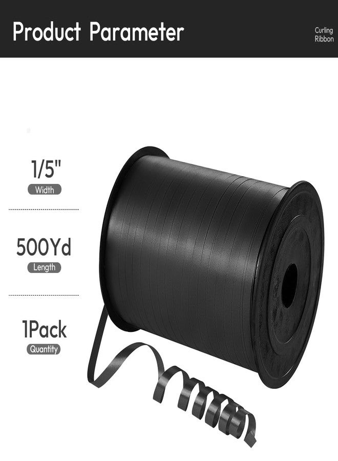 Quhora 500 Yards Black Curling Ribbon for Gift Wrapping, 1/5 inch Wide Balloon Ribbon String, Curl Decorating Florist Flower, Crafts, Wreaths, Halloween, Birthday Party, Wedding - Image 2