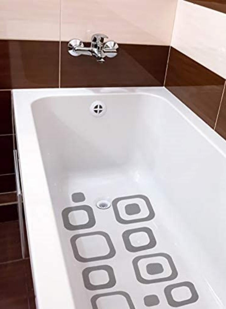 Barakah 20 Pieces Adhesive Square Bath Treads, Non-Slip Bathtub Stickers, Non-Slip Traction Decals for Tubs, Showers, Pools, Boats, Stairs (Gray) - Image 4