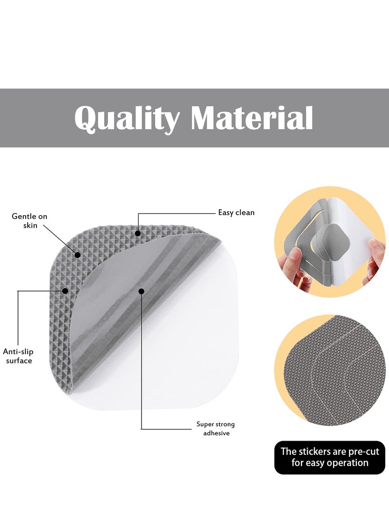 Barakah 20 Pieces Adhesive Square Bath Treads, Non-Slip Bathtub Stickers, Non-Slip Traction Decals for Tubs, Showers, Pools, Boats, Stairs (Gray) - Image 2