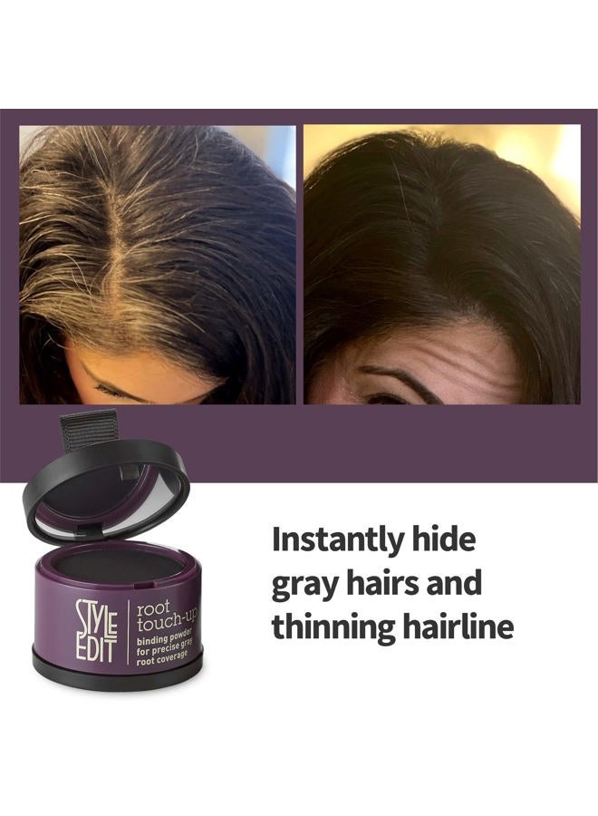 Style Edit Root Touch Up Powder by | Root Cover Up Hair Color for Gray Hair Coverage | Root Concealer for Black Hair | Mineral Infused Binding Hairline Powder | Free Brush Included – Mini Hair Brush - Image 4