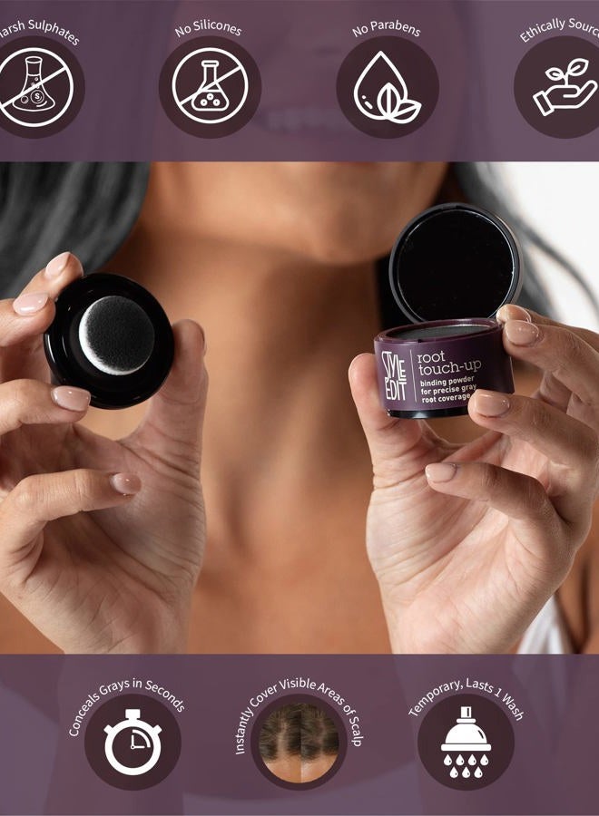 Style Edit Root Touch Up Powder by | Root Cover Up Hair Color for Gray Hair Coverage | Root Concealer for Black Hair | Mineral Infused Binding Hairline Powder | Free Brush Included – Mini Hair Brush - Image 5